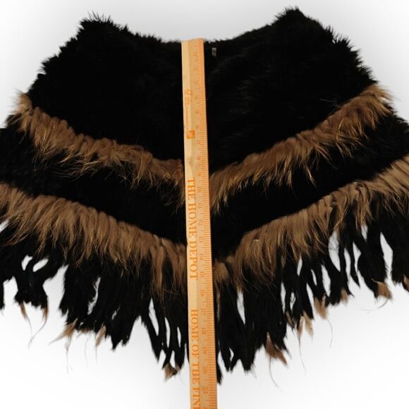 Dolce Cabo Beautiful black Rabbit, Raccon Fur Shawl or Poncho Size S/M - Picture 5 of 6